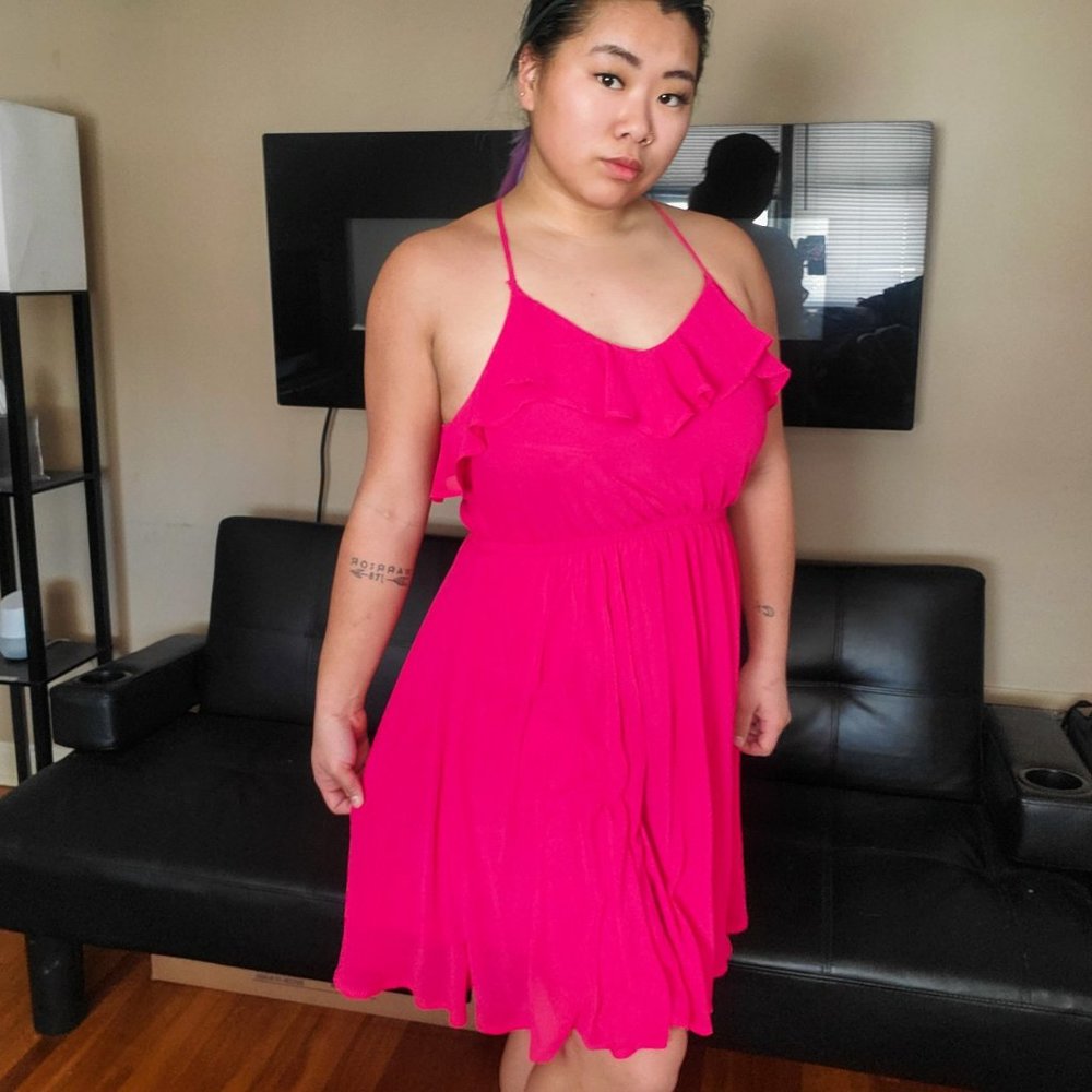 Pink ruffle dress